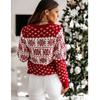 Dame julestrikket genser Snowflake Rød Hvit julegenser Langermet strikket genser