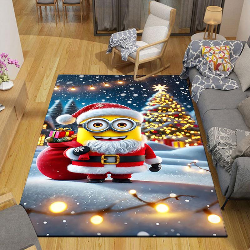 1Pc Christmas Minions Celebration Rug Office Carpet Indoor Outdoor Doormat Nonslip Soft And Comfortable Living Room Christmas Halloween Gift D91853