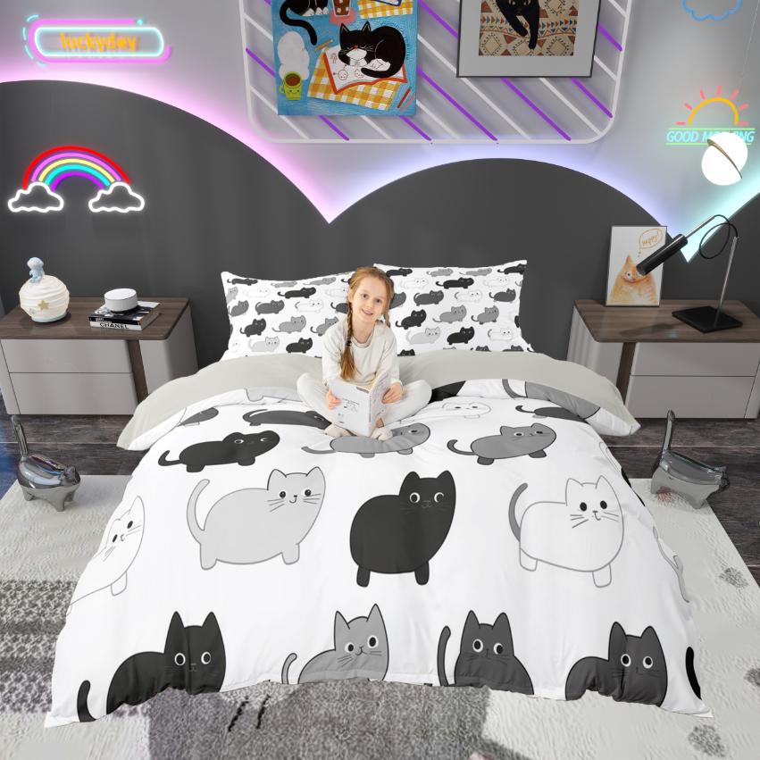 Homewish Lindo Juego de Funda Nórdica de Sirena de Dibujos Animados Juego de Funda de Edredón de Animales Marinos del Océano Juego de Cama de Concha de Coral Acuarela Para Niñas