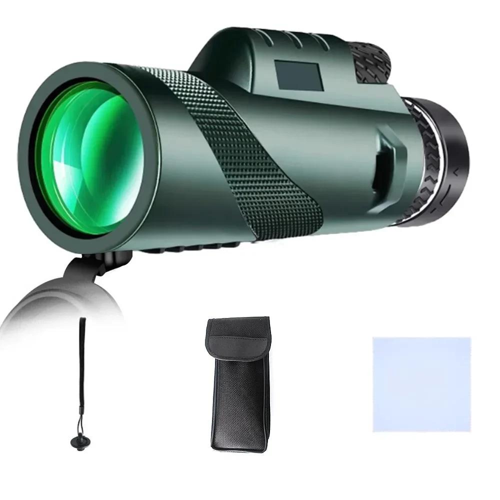 80x100 Portable Monocular Telescope HD Long Range Zoom Telescope with Tripod  Phone Clip for Hunting Sports Outdoor Camping