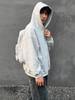 New Style Men's Heather Gray Hooded Sweatshirt with Backpack, Loose Fit, Perfect for Elementary Students.
