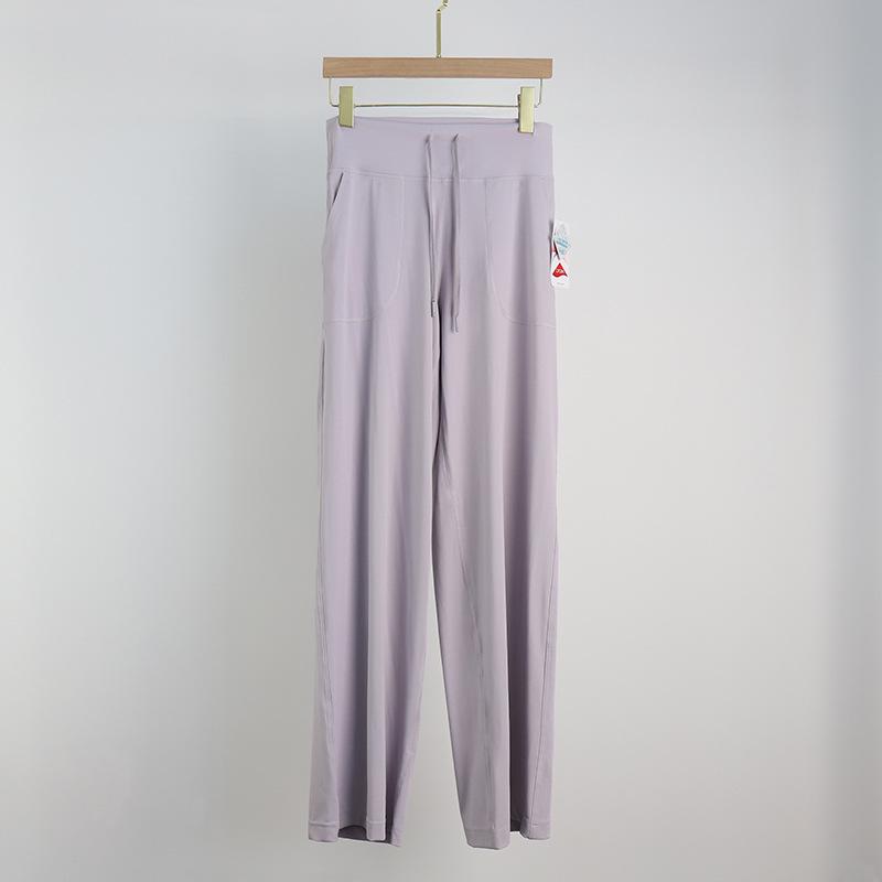 Women's High-Waist Loose Straight Sports Pants with Drawstring for Yoga and Fitness