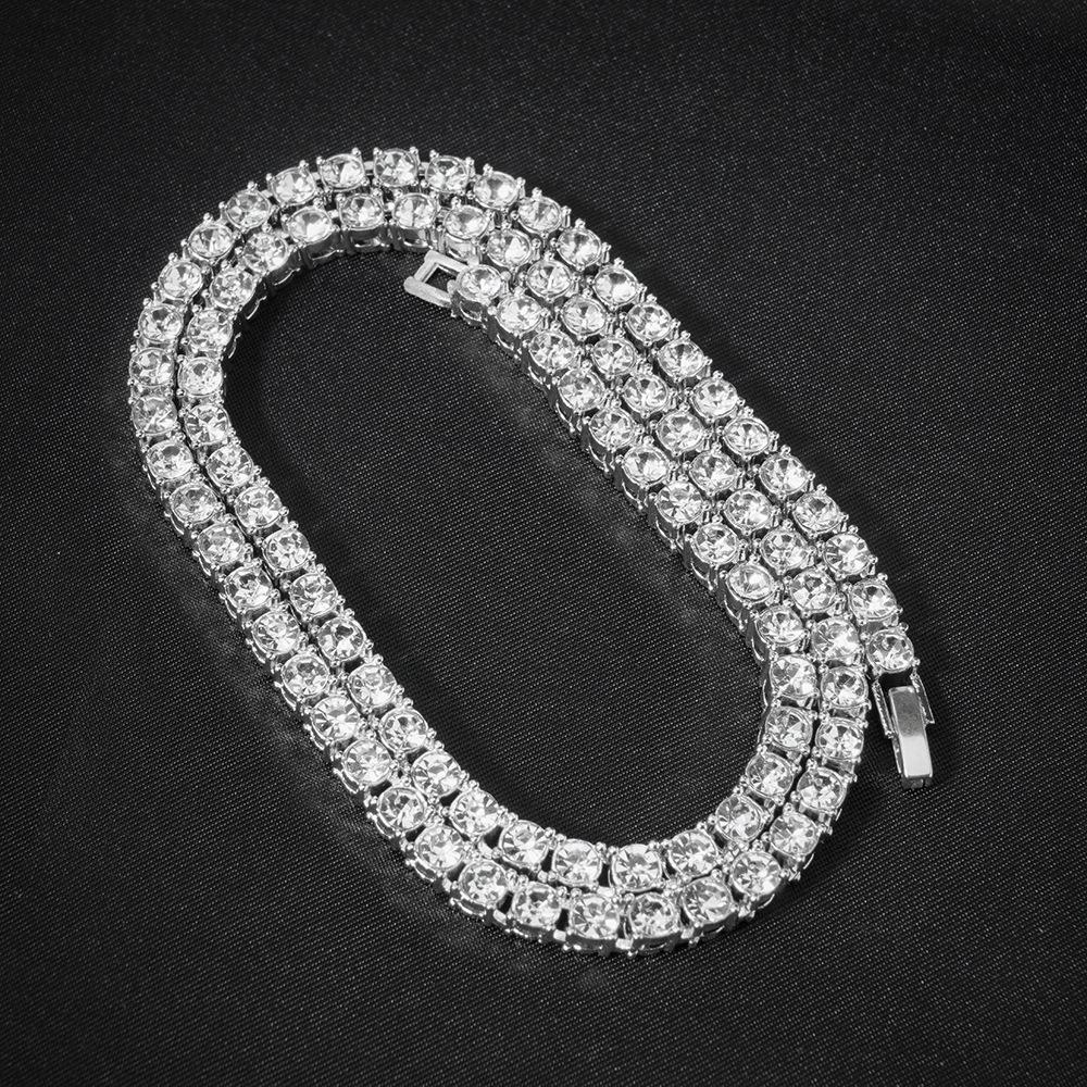 Collana a Catena Tennis da Uomo 4mm Fila Singola Zirconi, Gioielli in Lega di Zinco Eco-sostenibile