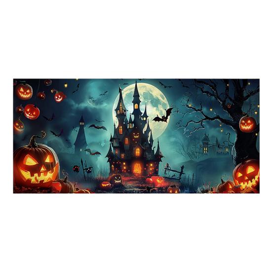 7 X 16ft Halloween Garage Door Cover Large Skeleton Graveyard Hanging Backdrop Door Banner for Halloween Yard Front Porch Wall Decoration