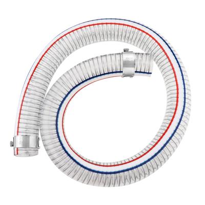 Steel Wire Hose PVC Vacuum Tubing,Fit for Agricultural Water Pump Connection,With Clamps,Drain Hose Vinyl Suction Tubing Flexible Tube