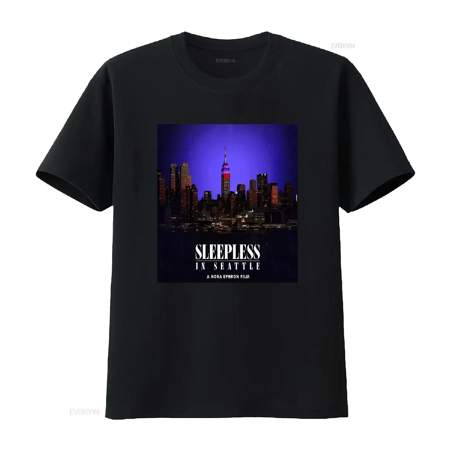 Sleepless in Seattle T Shirt Retro Movie Poster Vintage Heavy Cotton vintage Washed Casual Versatile Stylish fashion XXXXL