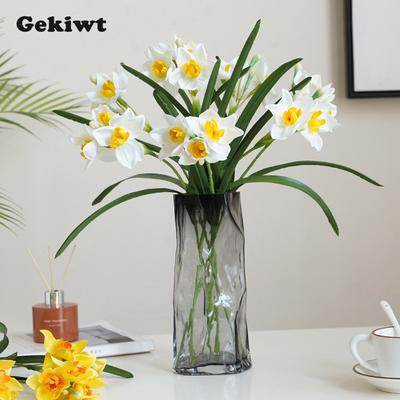 3/5/10 Stück Künstliche Osterglocken Blumen Weiße Narzissen Frühlingsblume Gefälschte Seidenblumen-Arrangement für Zuhause Hochzeit Außendekor