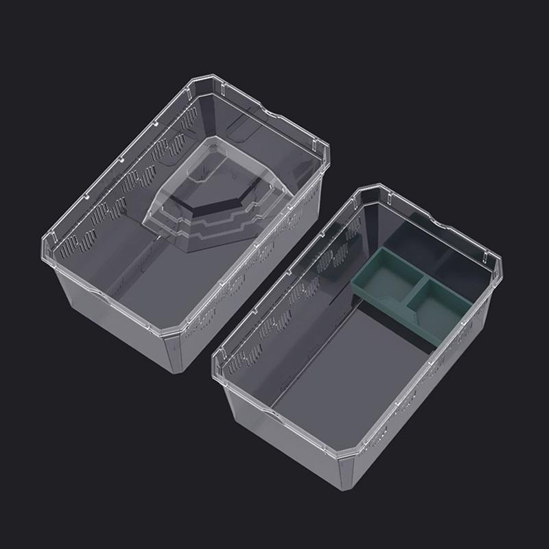 Reptile Tank Insect Spiders Tortoise Lizard Plastic Transparent Reptile Breeding Box Vivarium With Balcony Feeding Supplies