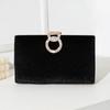 Elegant Solid Velvet Evening Clutch Rhinestone Decor Chain Handbag Luxury Formal Women Purse For Party Banquet