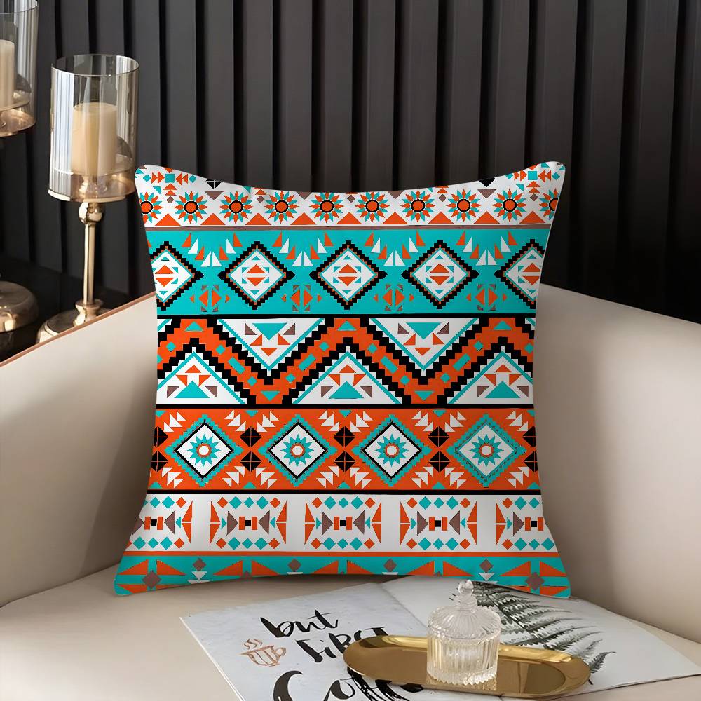 Fashion Bohemia Painting Pillow Case Home Dorm Chair Back Short Plush Double-sided Printing Office Nap Time Cushion Cover