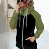 Women S Color Block Zip Up Hooded Sweatshirt Thick Fleece Plus Size Autumn Winter