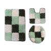 3PCS  Bathroom Mat for Toilet European Grid Printing Shower Room Carpet Door Mat Anti-Slip Household Lid Cover Floor Rug Sets