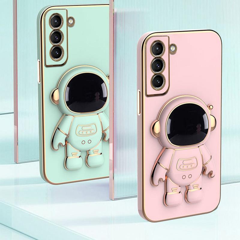For Samsung Galaxy S23 Astronaut Phone Case Electroplating TPU Shockproof Cover