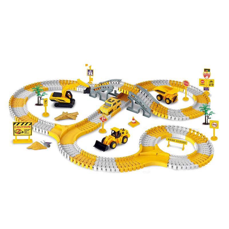 333 Teile DIY Rennbahn Flexible Schienenbahn Rennspiel Set Schienenbahn Auto Spielzeug Kinder Biegsam Elektronisch Pädagogisch für Magisches Gehirn