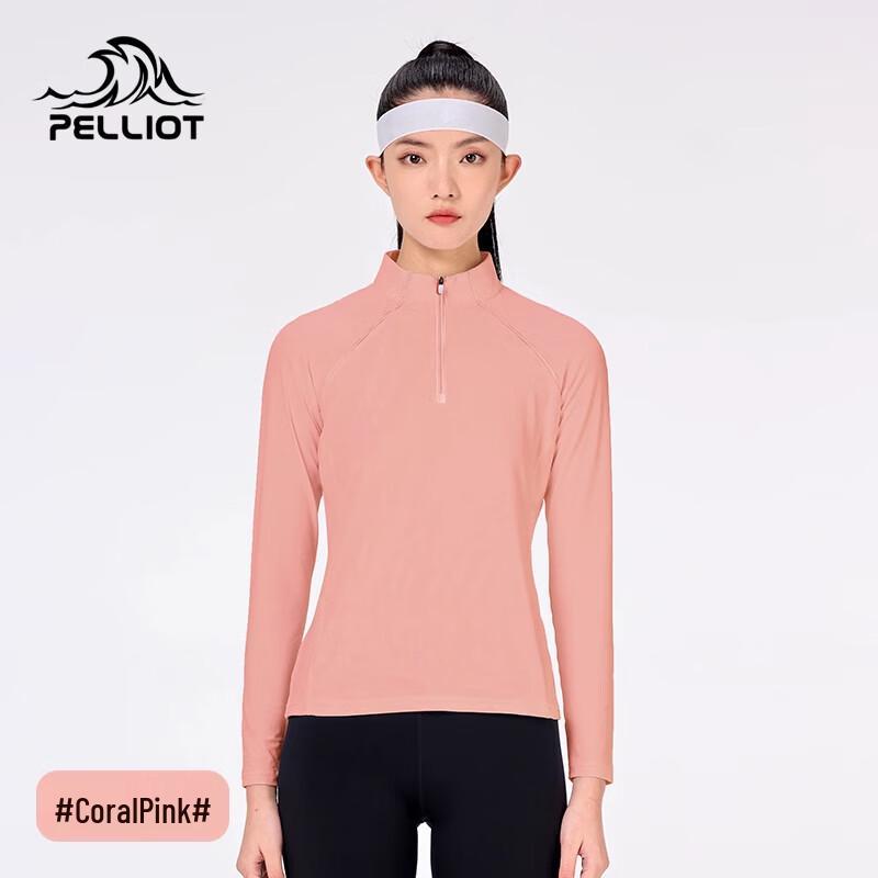 Pelliot Women's Half-Zip Stand-Up Collar Long Sleeve Athletic T-Shirt