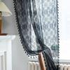 White Jacquard Sheer Curtain With Cutout Living Room Bedroom Dining American Country Style