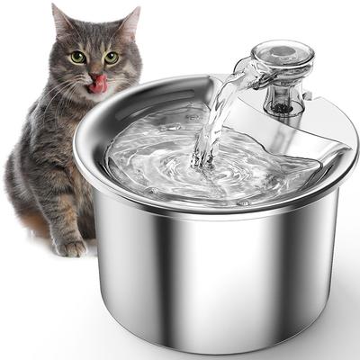 Cat Water Fountain Smart Super Silent Automatic Circulation Filtration Stainless Steel Pet Fountain EU Plug
