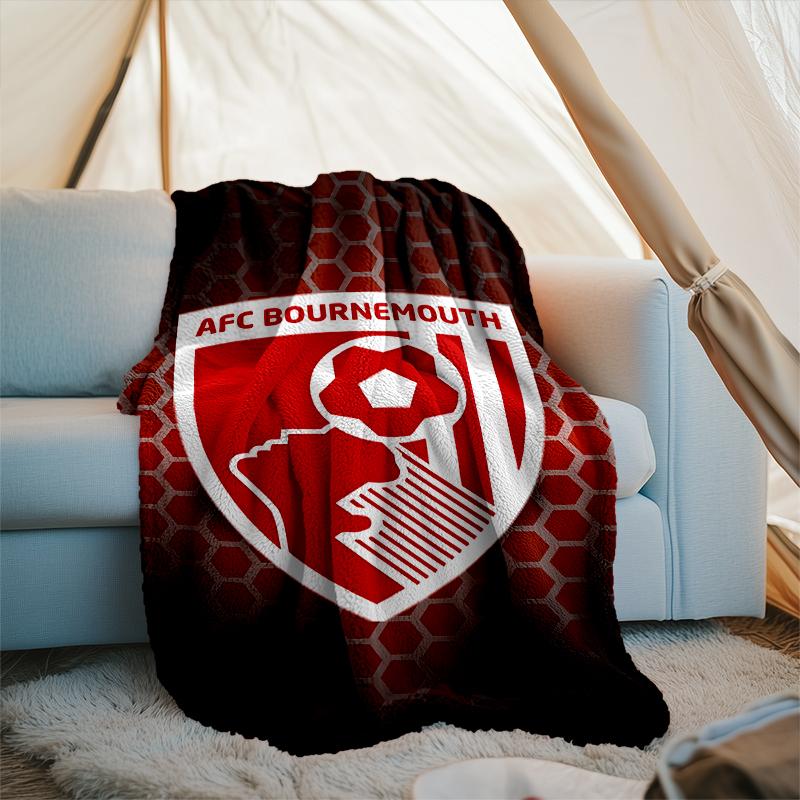 1PC Soccer Ball Afc Crest Printed Soft Flannel Blanket Throw for Adult Bedroom Living Room Sofa Camping Travel Fan Gifts Christmas Gifts