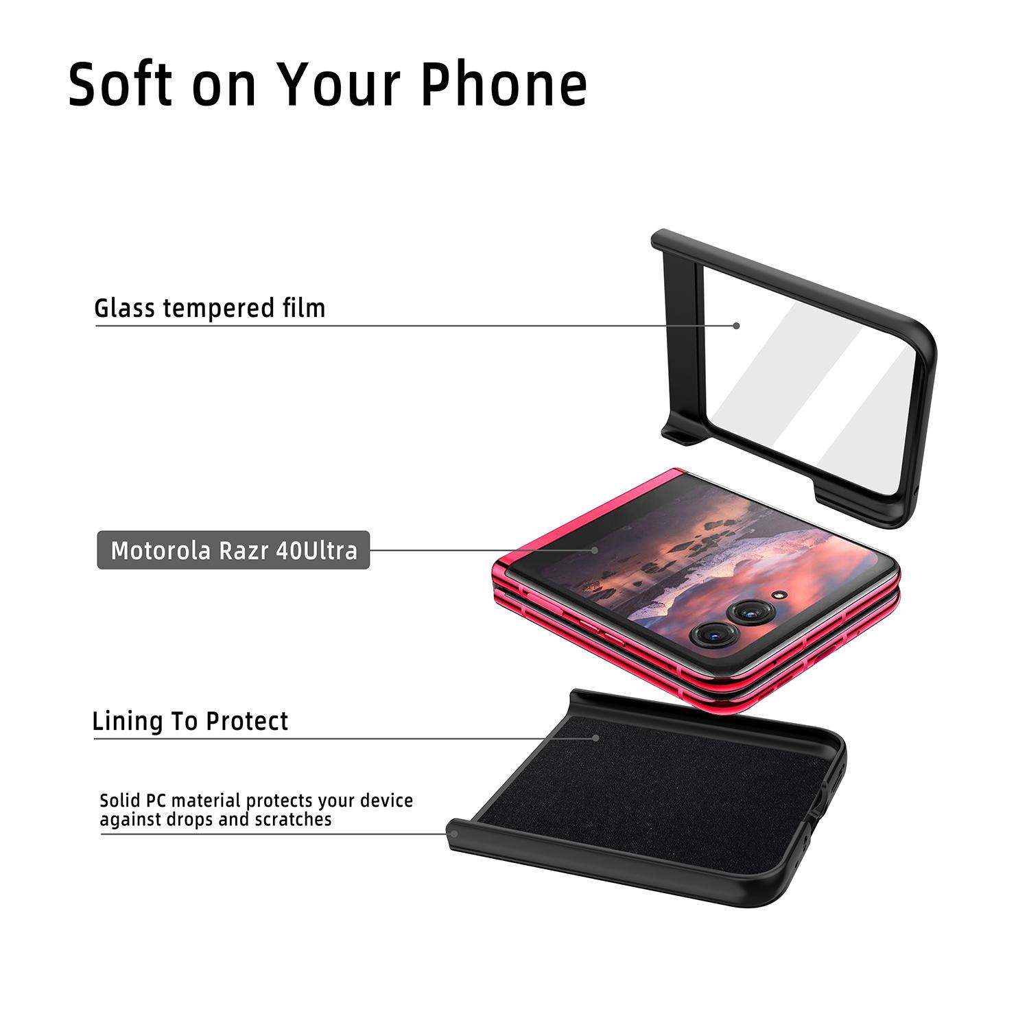 

GKK For Motorola Razr 40 Ultra 5G Hard PC Phone Case Rubberized Folding Slim Phone Cover Red