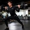 Li-Ning Quick-Dry Breathable Compression Long Sleeve Top And Long Pants Comfortable Fitness Set Men activewear Black YZMB-LCVB408-1+YUDV033-1