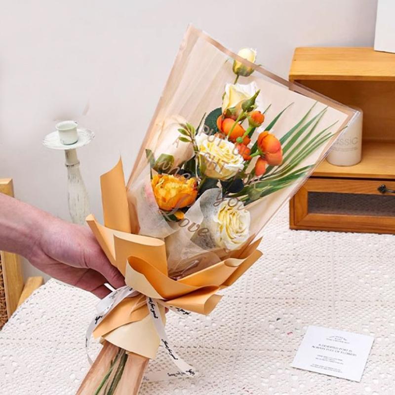 20/30/50Pcs Colorful Flower Wrappers Transparent Bag For Bouquet Flower Wrapper Waterproof Diy Gift Flower Decoration