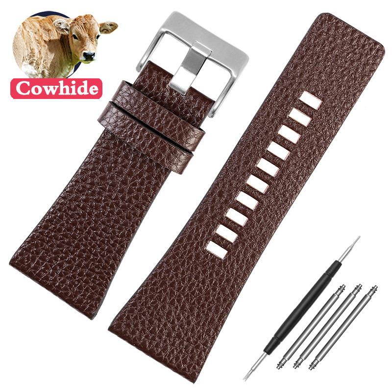 Curea de ceas din piele naturală Lea/pentru ceasuri Diesel DZ4386 1657 1399 1206 4323 Bandă neagră 22mm 24mm 26mm 27mm 28mm 30mm 32mm