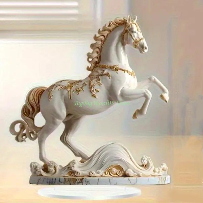 24TE Acrylic Horse Statues Animal Sculptures Collectible Figurines Home Decors