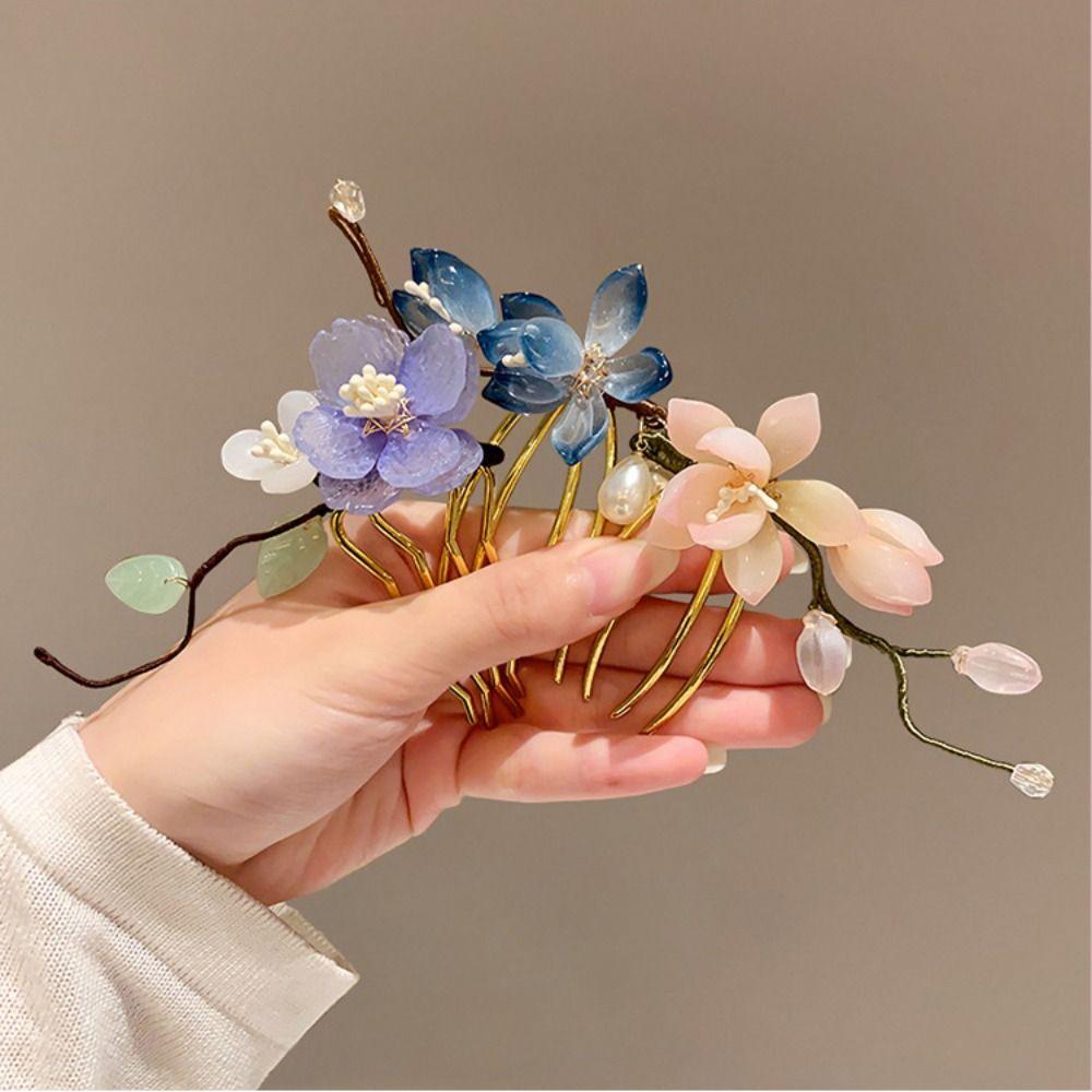 Hair Comb Hanfu Hairpin Flower Chinese Style Hair Stick Retro   for Women