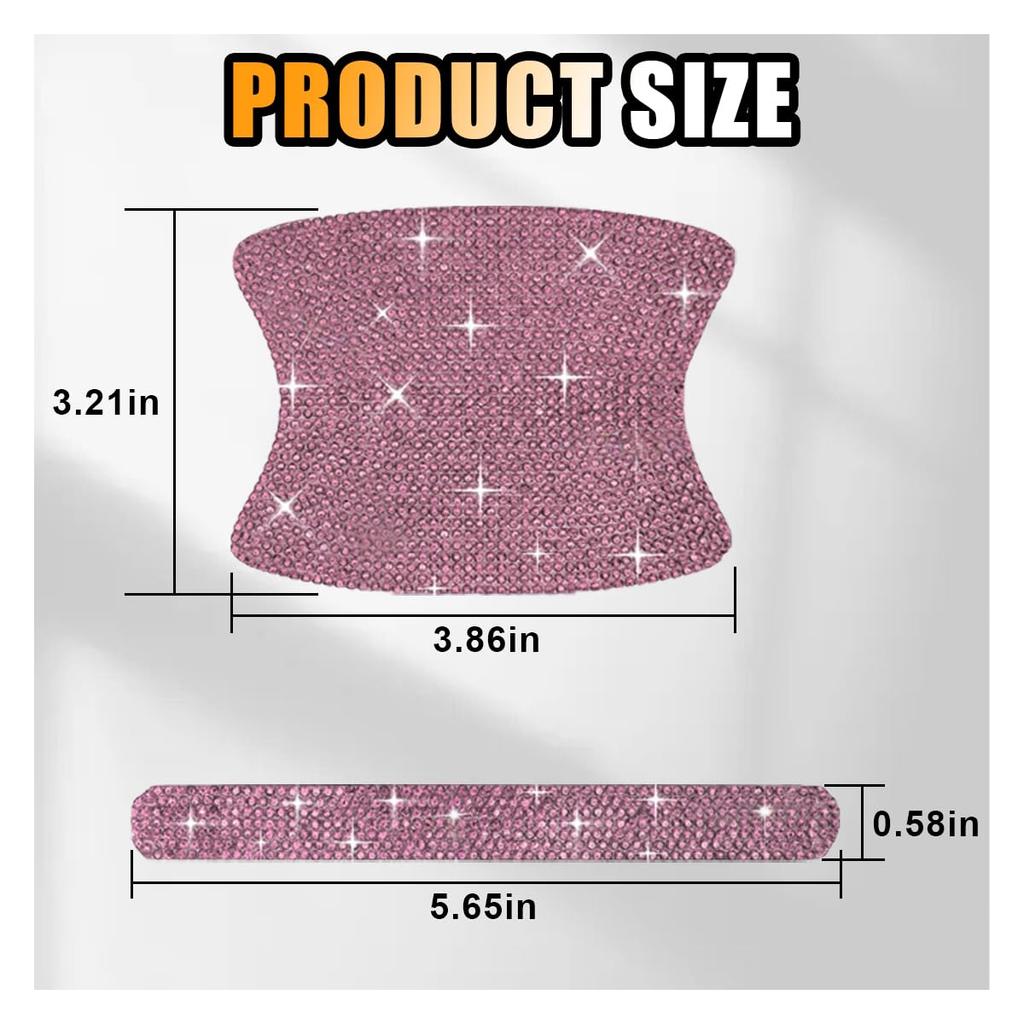 Bling Car Door Handle Protector - Scratch Resistant Sticker, Universal Protective Cover, Shiny Rhinestone Car Decoration Accessories for Women (Pink)
