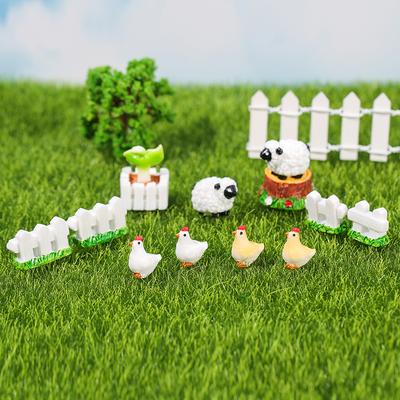 Fence Micro-landscape OrnamentsCute Chicks Succulent Garden Landscaping Decorations and Sheep