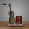 Retro Desk Decor Vintage Saxophone & Violin Pen Holder, Resin Musical Instrument Organizer, Weighted Artistic Organizer Base Pencil Stand for