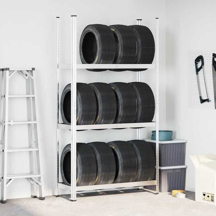 VidaXL 3-Tier Tire Rack Silver 110x40x200 Cm Steel, Garage Shelf, Storage Shelf, Shelf 4016970