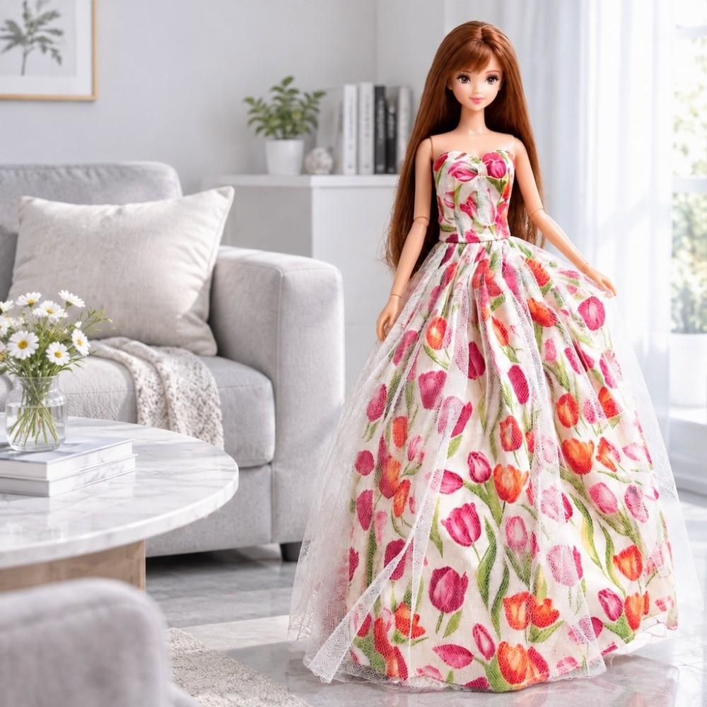 Fashion Doll Dress 2 Colors Doll Clothes Accessories French Floral Dresses  for 1/6 11.5" Doll