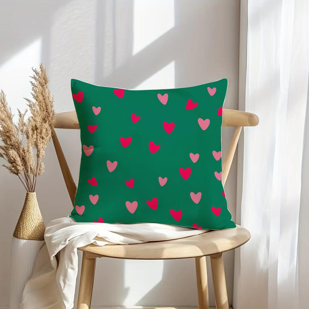 Red Heart Cushion Cover Soft Plush Throw Pillow Cover | Double-Sided Decorative Cushion Case | Sofa Bedroom Home Decor
