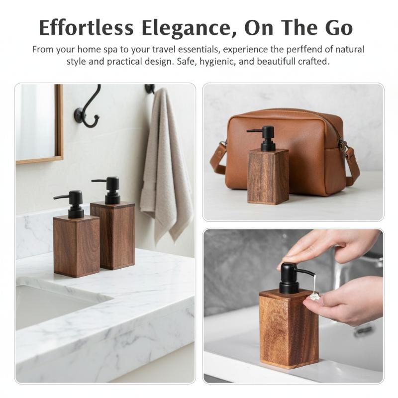 Luxury Wooden Soap Dispenser Hand & Lotion Bathroom Accessory - For Home & TravelSoap Bar Dispenser