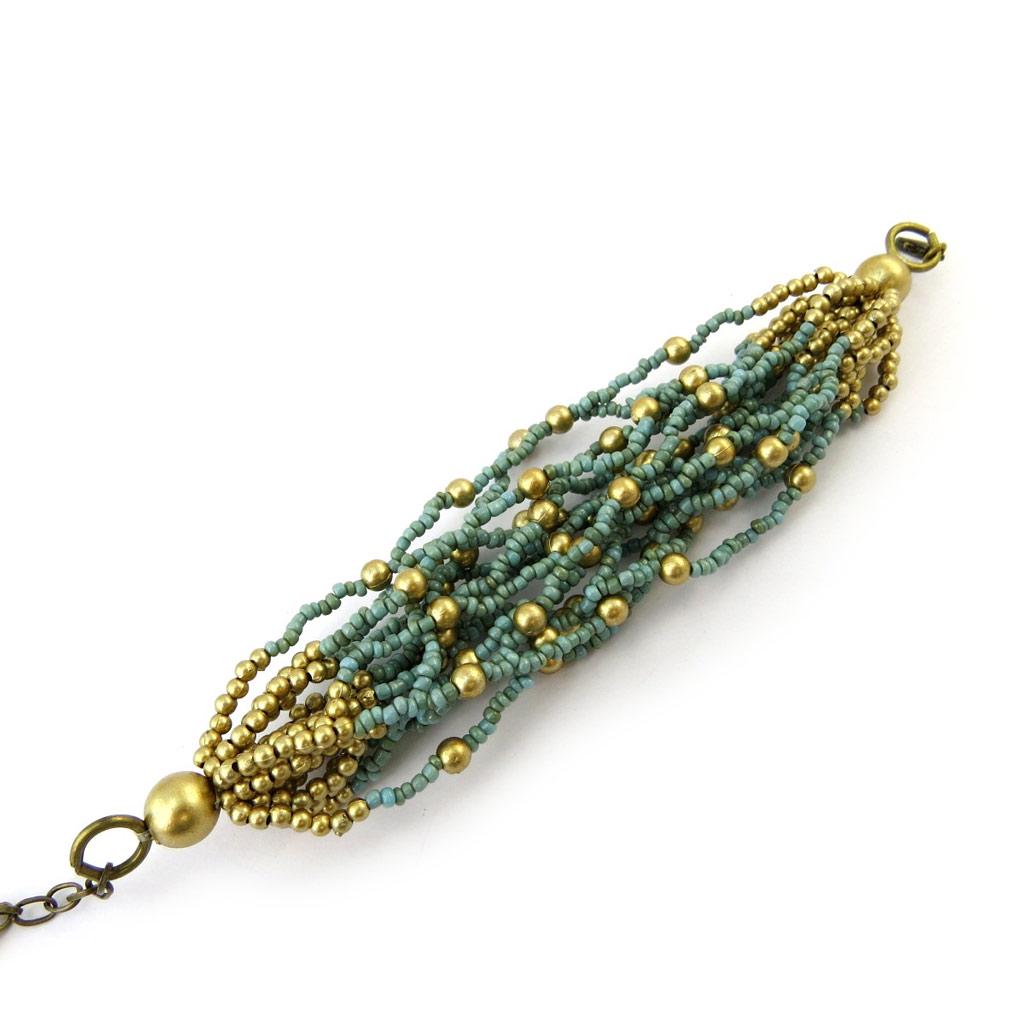 Les Trésors De Lily [N4627] - Ethnic Bracelet 'Kilimanjaro' Golden Green