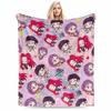 Cute Chibi Characters Pattern Flannel Blanket for Bedroom, Living Room, Sofa, and Nap