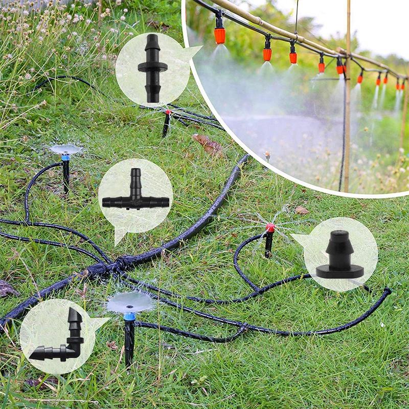 50Pcs Irrigation Dripper Sprinkler Connector Garden Barbed Connectors 4/7Mm Tubing Fittings 1/4" Hose Micro Drip Irrigation Lawn