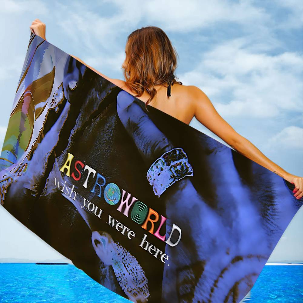 T-Travis S-Scott A-Astroworld Microfiber Printed Beach Towel Mountain Climbing Yoga Beach Swimming Running Absorbent Soft Towel