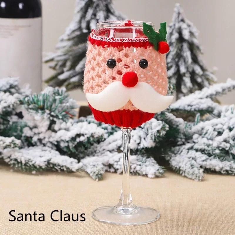 Christmas Wine Glass Santa Claus Snowman Table Decorations Cup Cover Decor Party Festival Supplies