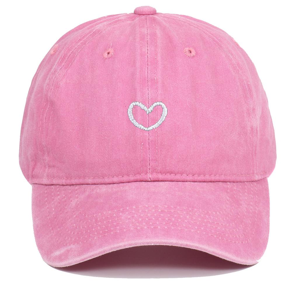 Embroidered Heart Cotton Baseball Cap With Curved Brim For Casual Outdoor Wear