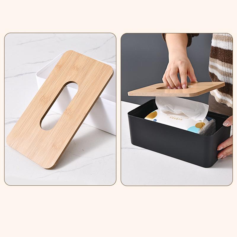 1PC Tissue Box Car Paper Storage Container White Black 2 Colors Available Plastics Box Bamboo Cover Tissue Storage Accessory ZYF