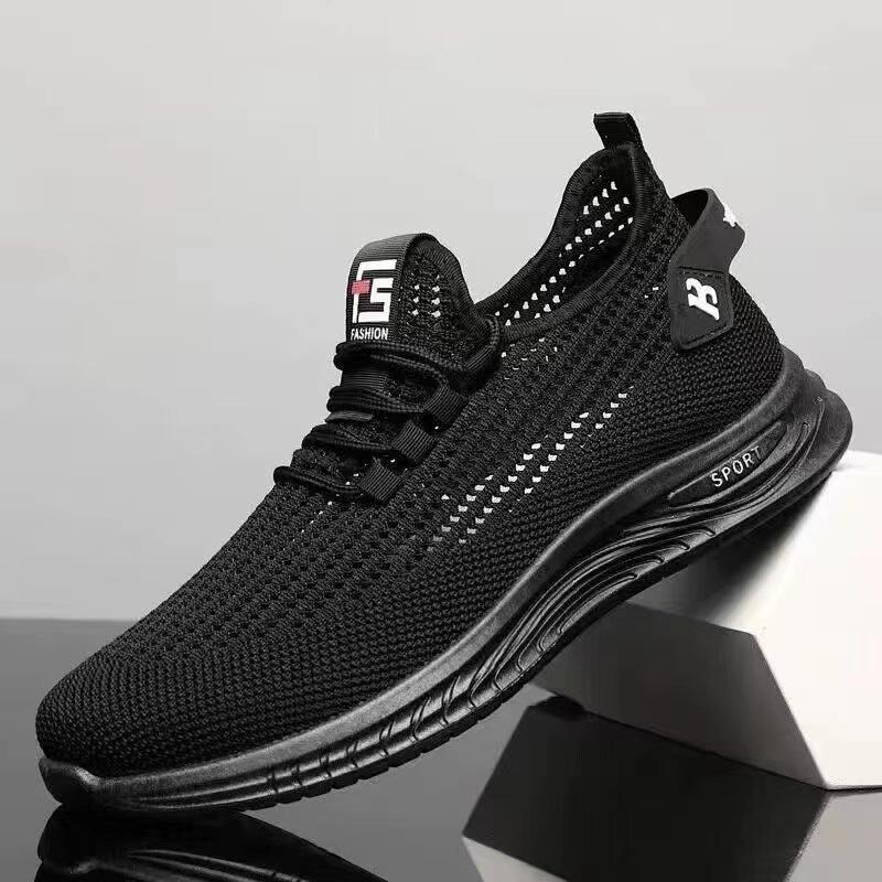 Outer Size Large Size New Trend Versatile Flying Woven Sports and Leisure Shoes Breathable Mesh Men's Shoes Low-top Soft-soled Jogging Shoes