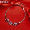 925 Sterling Silver Four-Leaf Clover Side Chain Bracelet Gift Jewelry