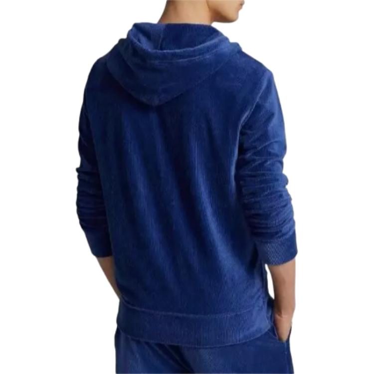 Polo Ralph Lauren Solid Logo Zip-Up Hoodie Men Outerwear Blue 710877154-001
