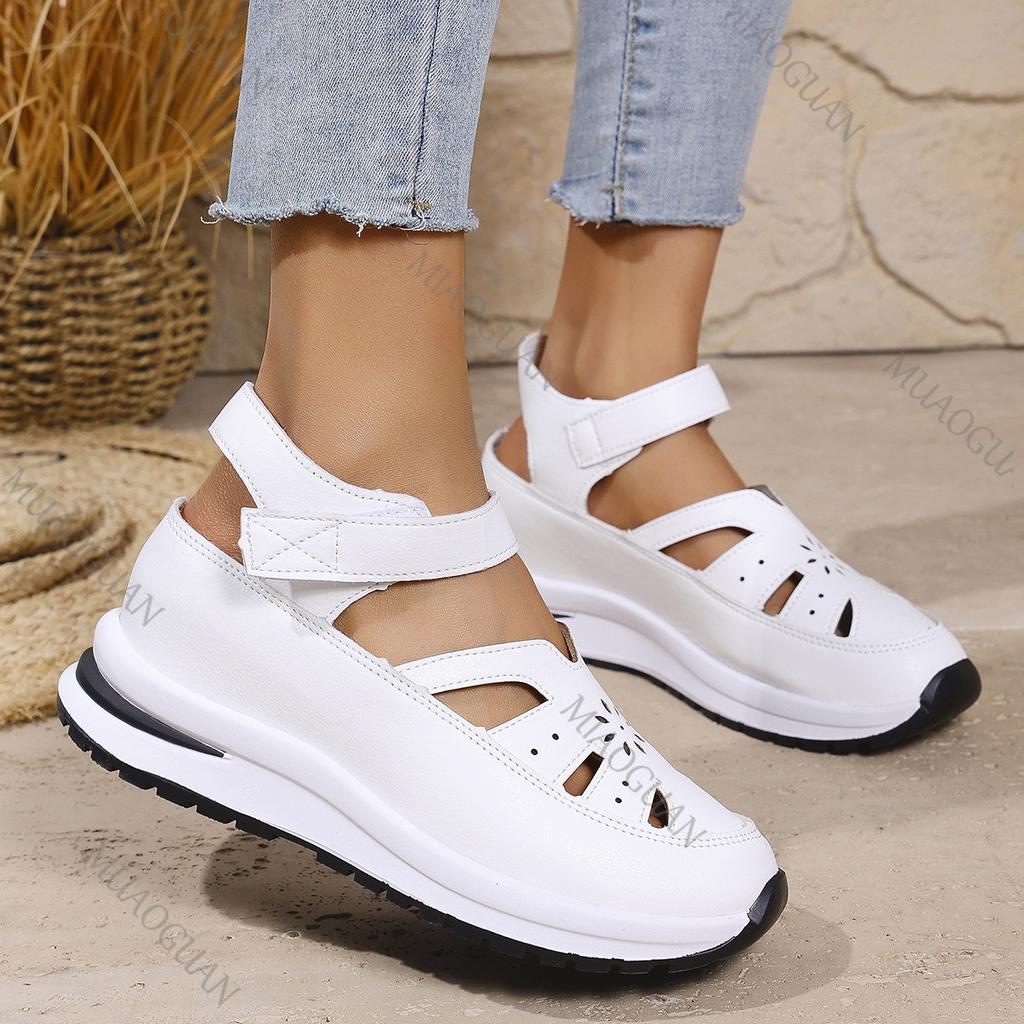 Summer Women Wedge Sandals Lightweight Platform Gladiator Sandals for Woman Cover Toe Casual Beach White Black Sandales Femmes