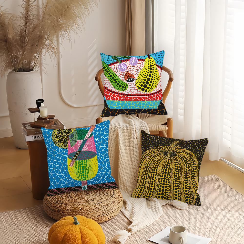 Japanese Artist Y-yayoi Kusama Pillow Case Applicable Space For Guest Rooms Interiors Cars Office House Decoration