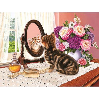 Animal Diamond Painting Flower Rhinestone Full Round Diamond Embroidery Floral Cat Crystal Painting