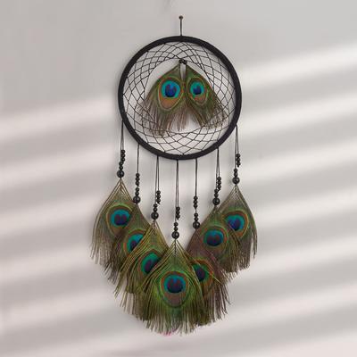 Peacock Feather Wall Decor Dream Catcher for Bedroom, Living Room, Natural Wall Decor, Wall Hanging Multicolor Dreamcatcher Positive Energy