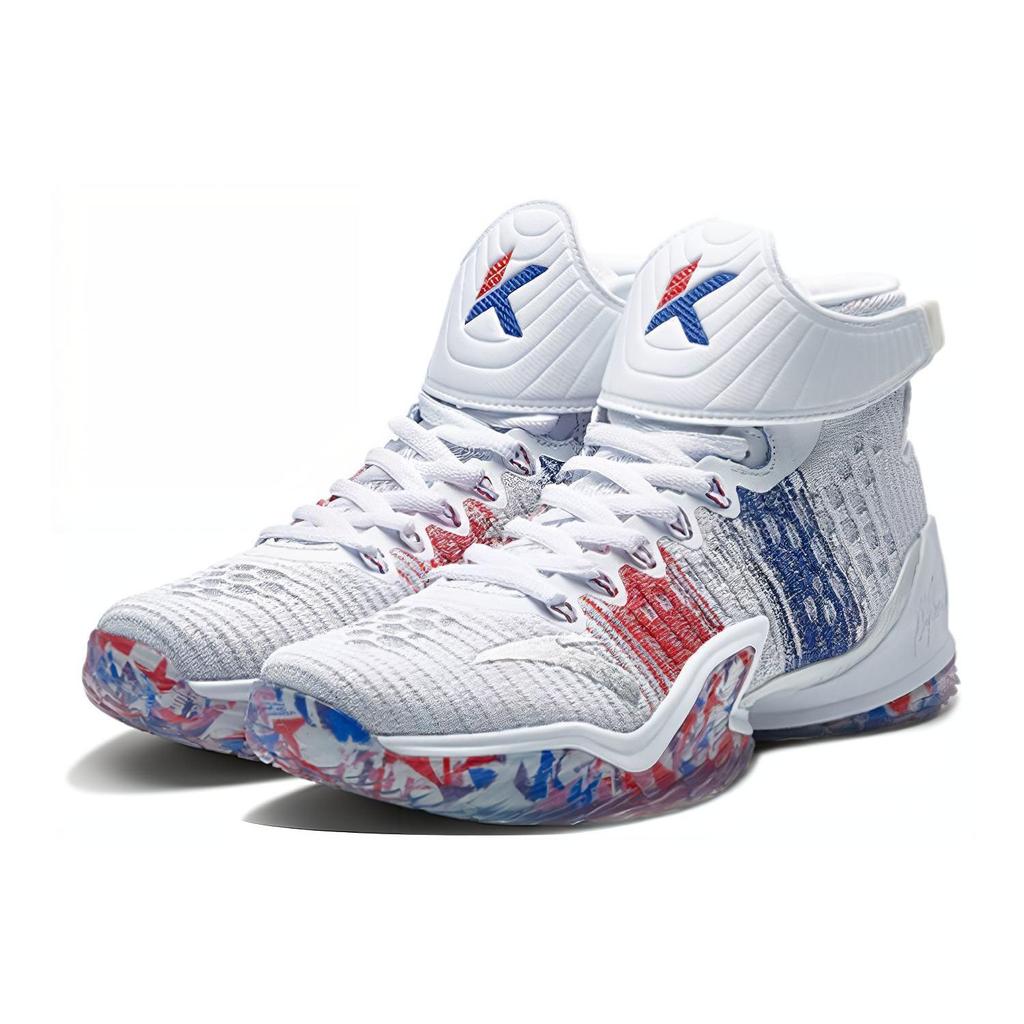 Anta KT3 Money Ball Performance Shock Absorption Breathable High-Top Basketball Shoes Men Basketball Shoes White Blue Red 11811102-9